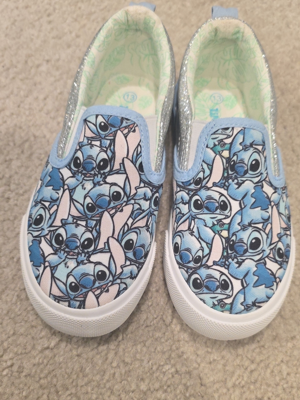 Disney Blue Stitch Print Slip-On Sneakers